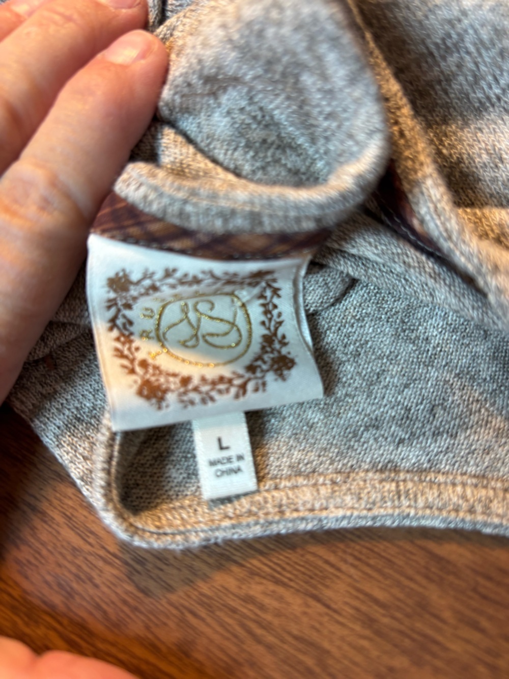 Gray Women's Pullover Top with Sunflower Embroidery - Picture 3 of 7